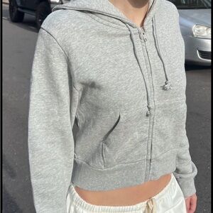 brandy melville gray zip up cropped hoodie